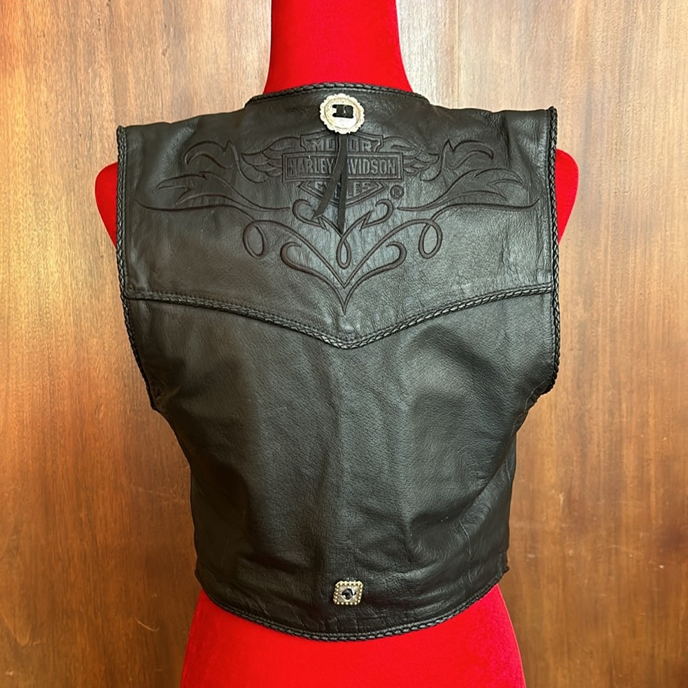 Upcycled Harley Davidson Leather Vest S - Picture 2 of 8